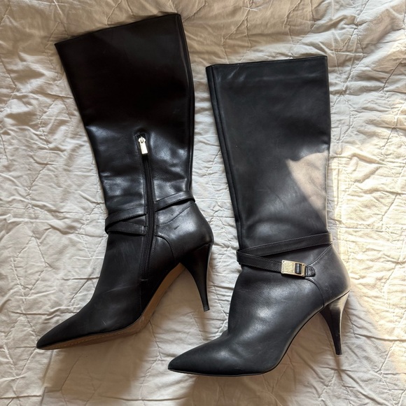 Vince Camuto Shoes - Vince Camuto Women’s Black Leather Strap Knee High Heel Boots